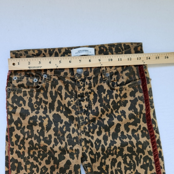 Leopard Print Velvet Trim Stretch Skinny Jeans Leggings Animal Edgy Mobwife 4 - Picture 12 of 15